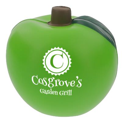 Foam yellow apple stress ball with imprinting.