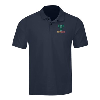 Nigh navy polo with custom full color imprint.