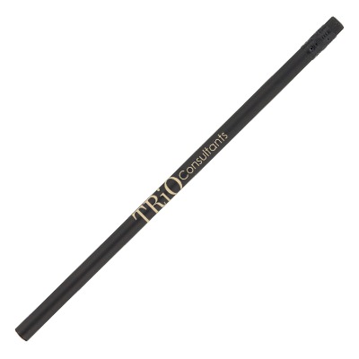 Black dyed wood pencil with custom imprint.