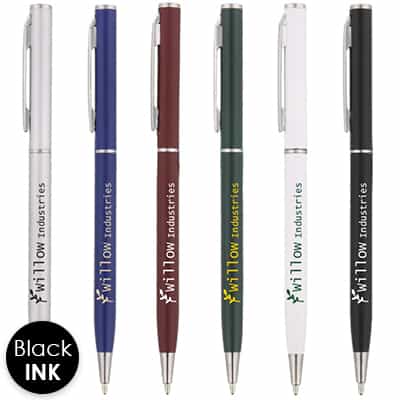 Metal metal narrow pen with ink.