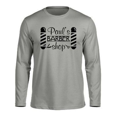 Silver long sleeve custom tee.