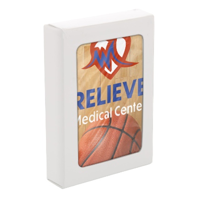 Basketball paper playing cards with a personalized imprint.