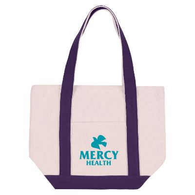 Cotton canvas purple petite boat tote with custom logo.