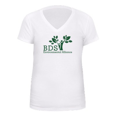 Heavy cotton customized white v-neck t-shirt.