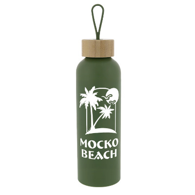 Aluminum olive green water bottle with custom logo in 24 oz.