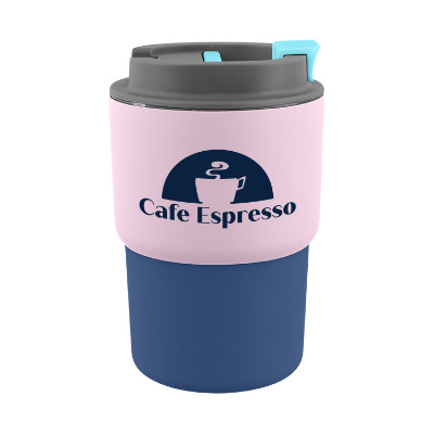 Pink tumbler with custom logo in 12 oz.