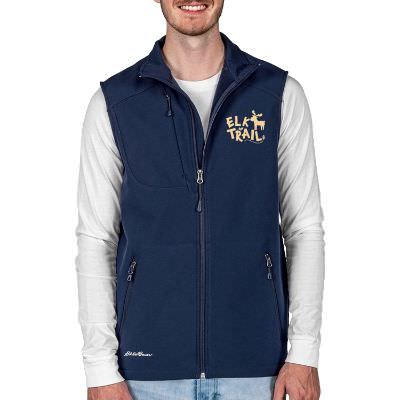 Navy blue mens soft shell vest.
