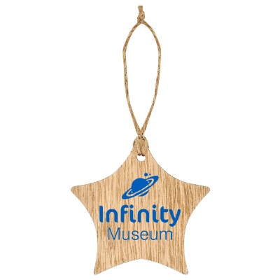 Natural wood ornament with a custom imprint