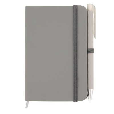Mini leatherette gray notebook.