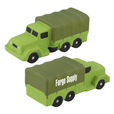 Green foam stress ball with a custom logo.