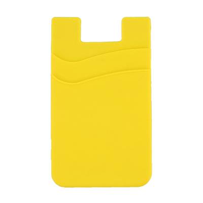 Blank silicone yellow phone wallet.