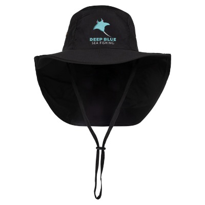 Black Embroidered Sun Hat/ Neck Cover
