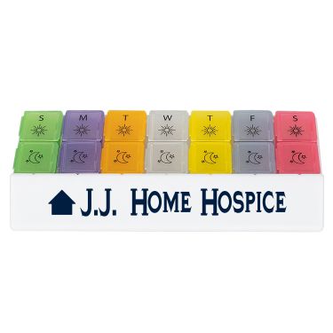 Plastic rainbow medicine tray branded with your logo.