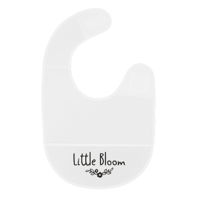 White baby bib with custom logo.