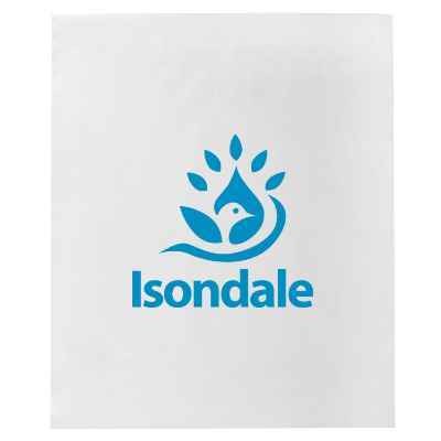 White poly mailer bag with a personalized logo.