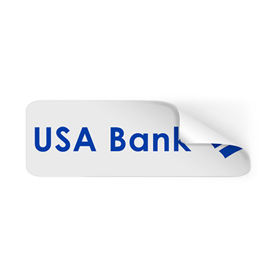 3x1 inch rectangle sticker with custom imprint.