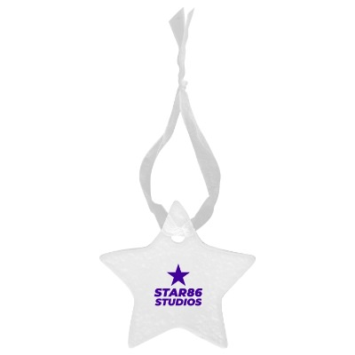 Clear glass ornament with a custom logo