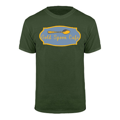 Military green cotton custom printed t-shirt.