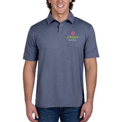 Custom blue full color men's stretch polo