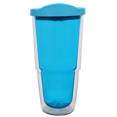 Plastic aqua tumbler blank in 24 ounces.