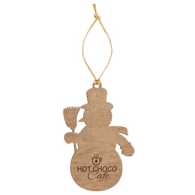 Brown wood ornament with a custom logo