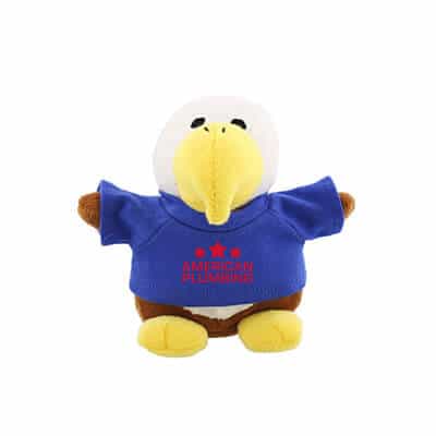 Plush and cotton royal blue bean bag buddy eagle with custom imprinted.