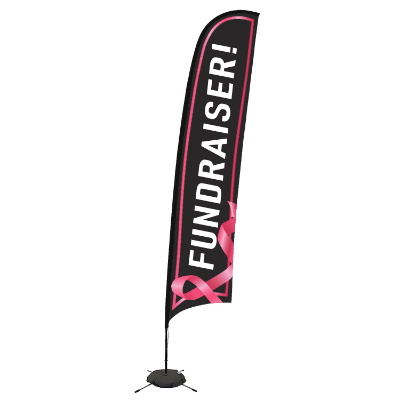 17-ft. stand-up flag with custom logo.