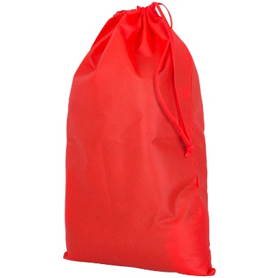 Polypropylene red budget laundry bag blank.