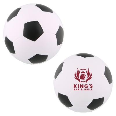 White with black foam stress ball with a custom logo.