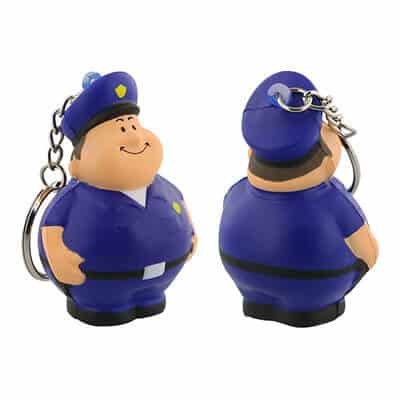 Foam policeman pete stress ball key ring blank.