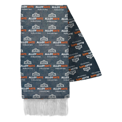 Custom sherpa scarf with a all-over personalized imprint.