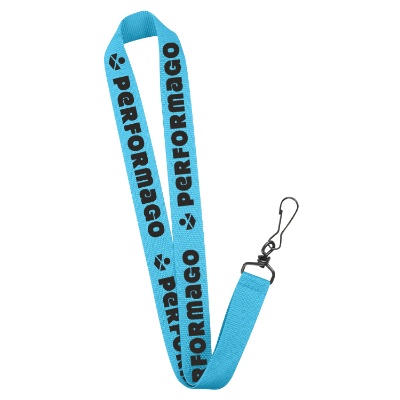1 inch electric blue grosgrain polyester custom lanyard with black j-hook.