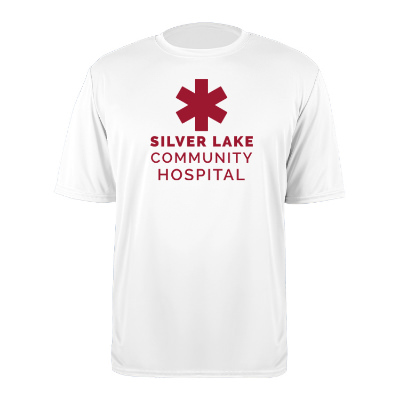 Personalized white cotton t-shirt with logo.