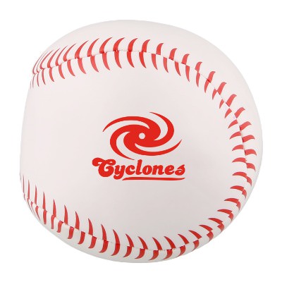 White vinyl sports ball with a custom logo.