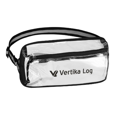 Clear sling bag with custom imprint.