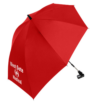 Personalized red shed rain chair umbrella.