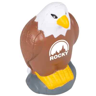 Foam eagle on rock stress ball with custom imprint.