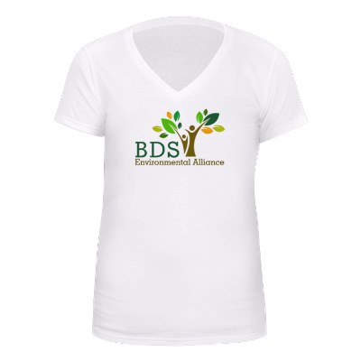 Heavy cotton customized white v-neck printed t-shirt.