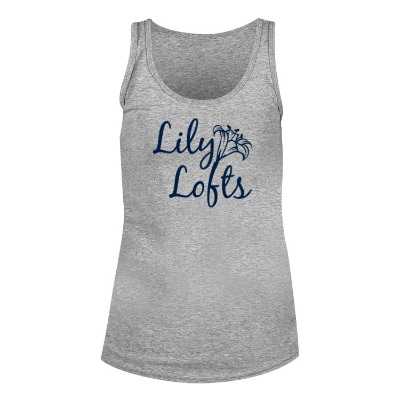 Grey custom imprinted tank top.