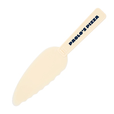 Cake server made of impact styrene with one color custom logo.
