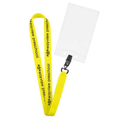 3/4 inch neon grosgrain polyester lanyard with custom logo, swivel bulldog clip and event badge holder.