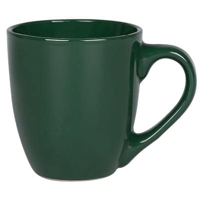 Ceramic green coffee mug with c-handle blank in 14 ounces.