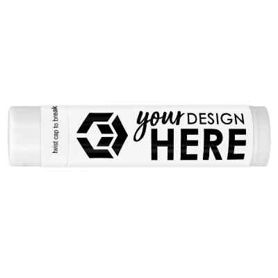 Polypropylene lip balm with a custom logo.