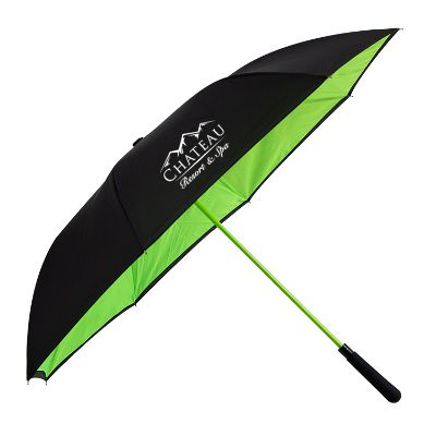 Custom two-tone skyline inversion umbrella.