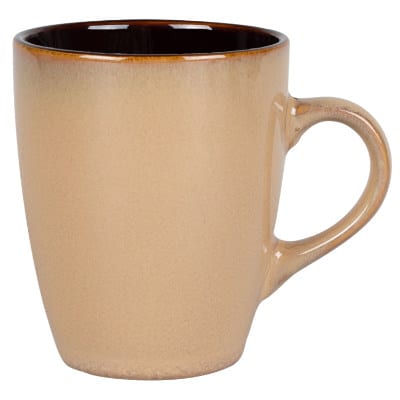 Ceramic tan coffee mug with c-handle blank in 12 ounces.