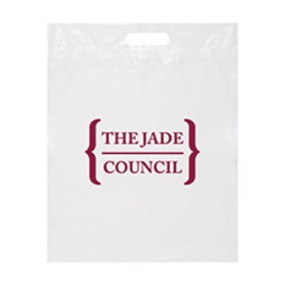Plastic white eco die cut recyclable bag with customized logo.