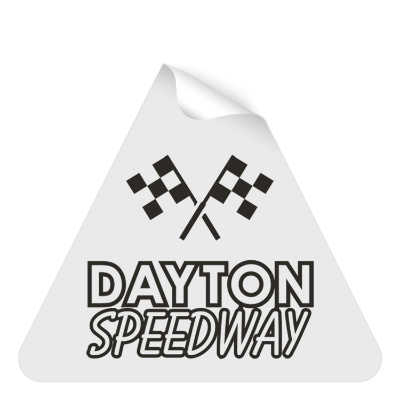 Triangle sticker with custom imprint.