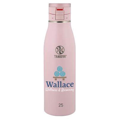 Blush stainless bottle with full color logo.