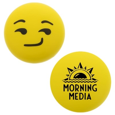 Yellow foam stress ball with a custom logo.