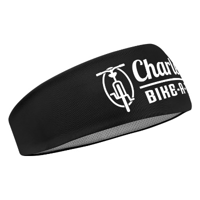 Personalized black headband with imprint.